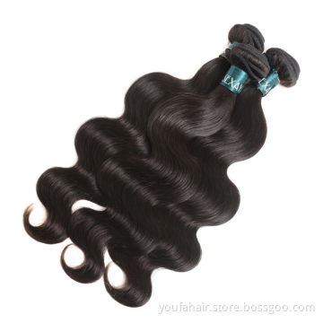 European And American Hot Selling Natural Black 100 Human Hair Bundles Body Wave Indian Virgin Hair Weave Bundles and Closure